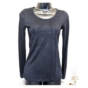 Fabletics Scoop Tee II Top Black XXS